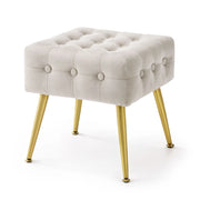 Pouf sgabello in velluto trapuntato 40 cm QUADRA Beige