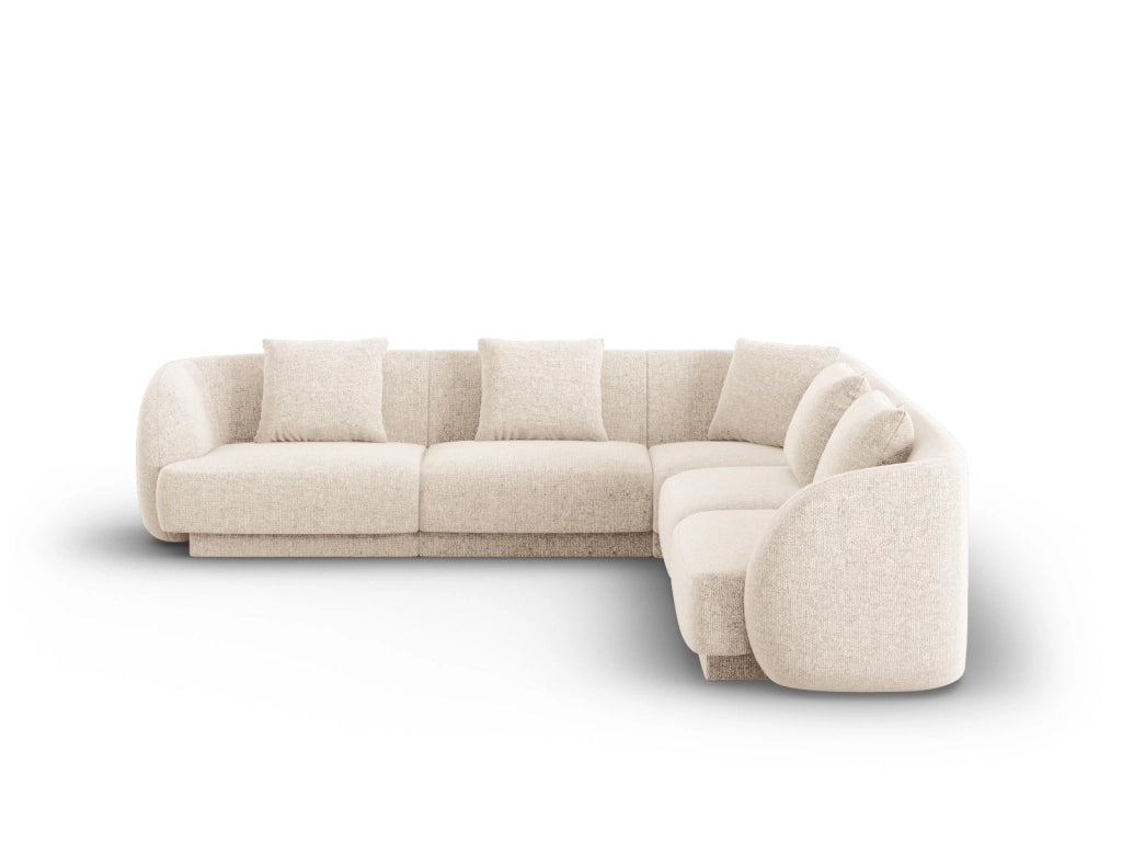 Cosmopolitan Design - Divano angolare reversibile "Tulum" 5 posti in ciniglia beige chiaro 