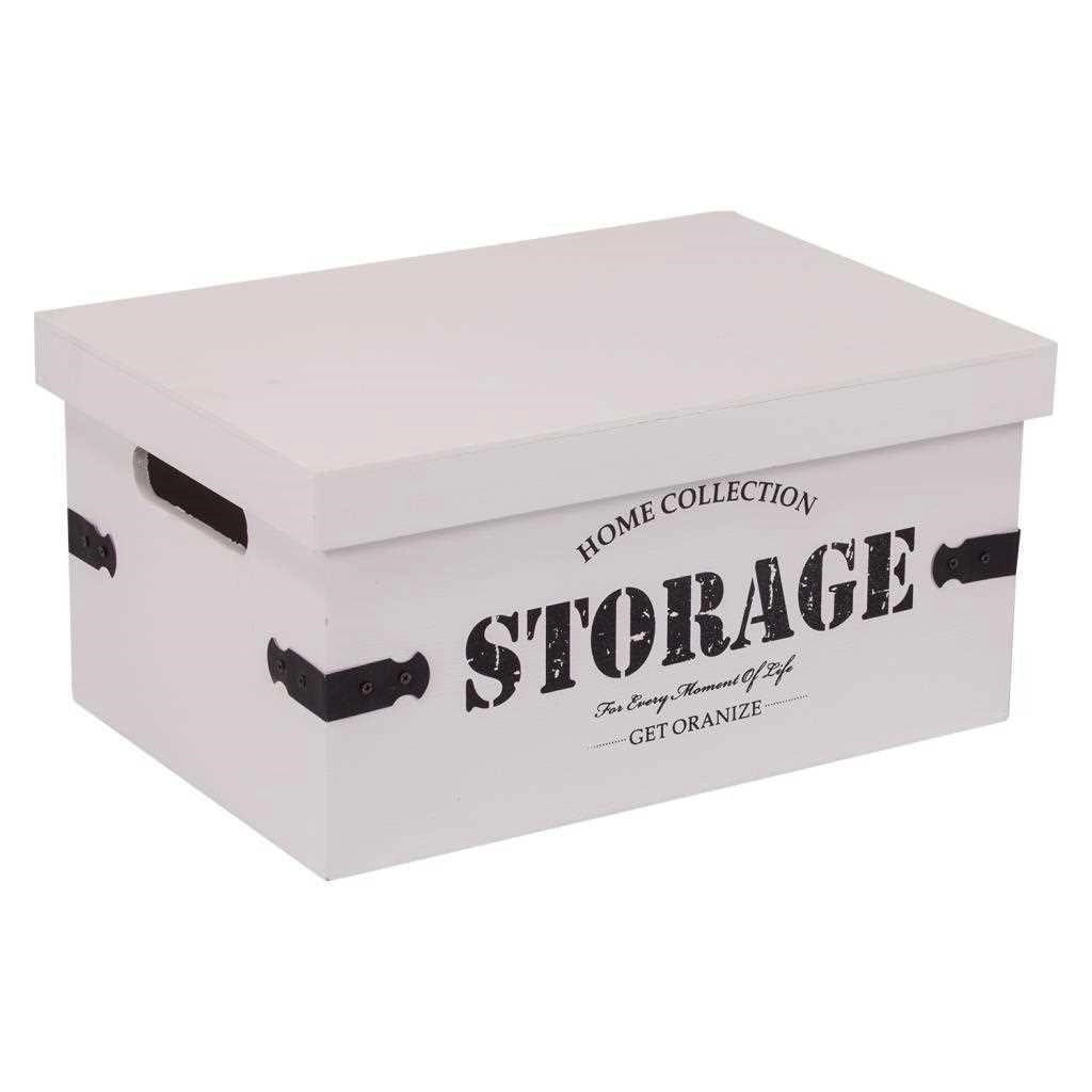 Set di due scatole in legno laccato bianco