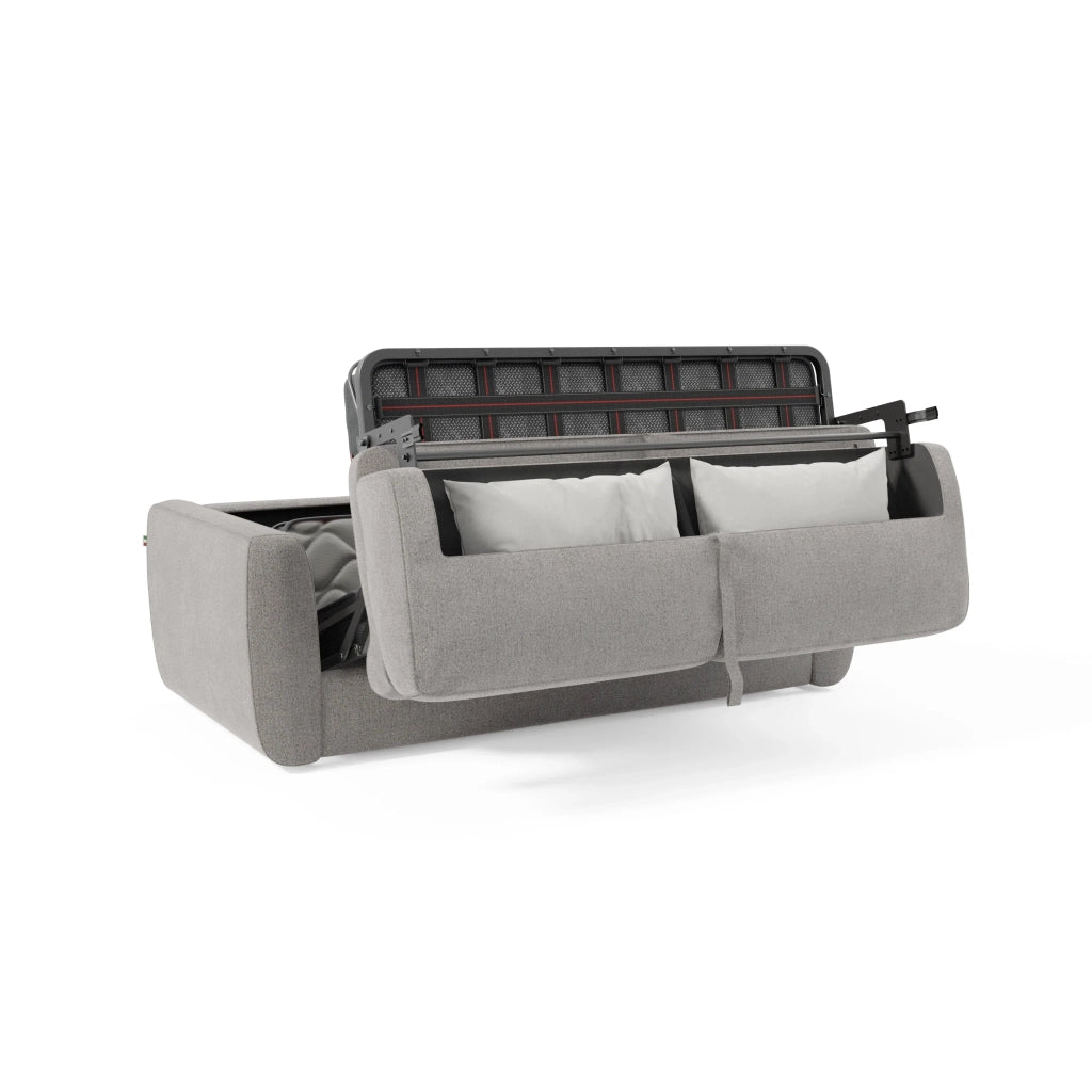 Leonida Divano letto sfoderabile e materasso H18 cm - vano portaguanciali in tessuto Smacchiabile T23 202 cm grigio