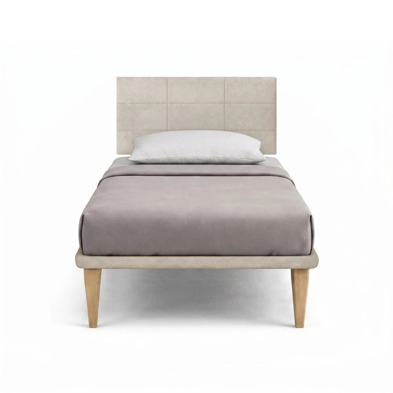 Letto imbottito Piazza e mezzo 120x200 cm Square - Con rete,Microfibra,Sabbia