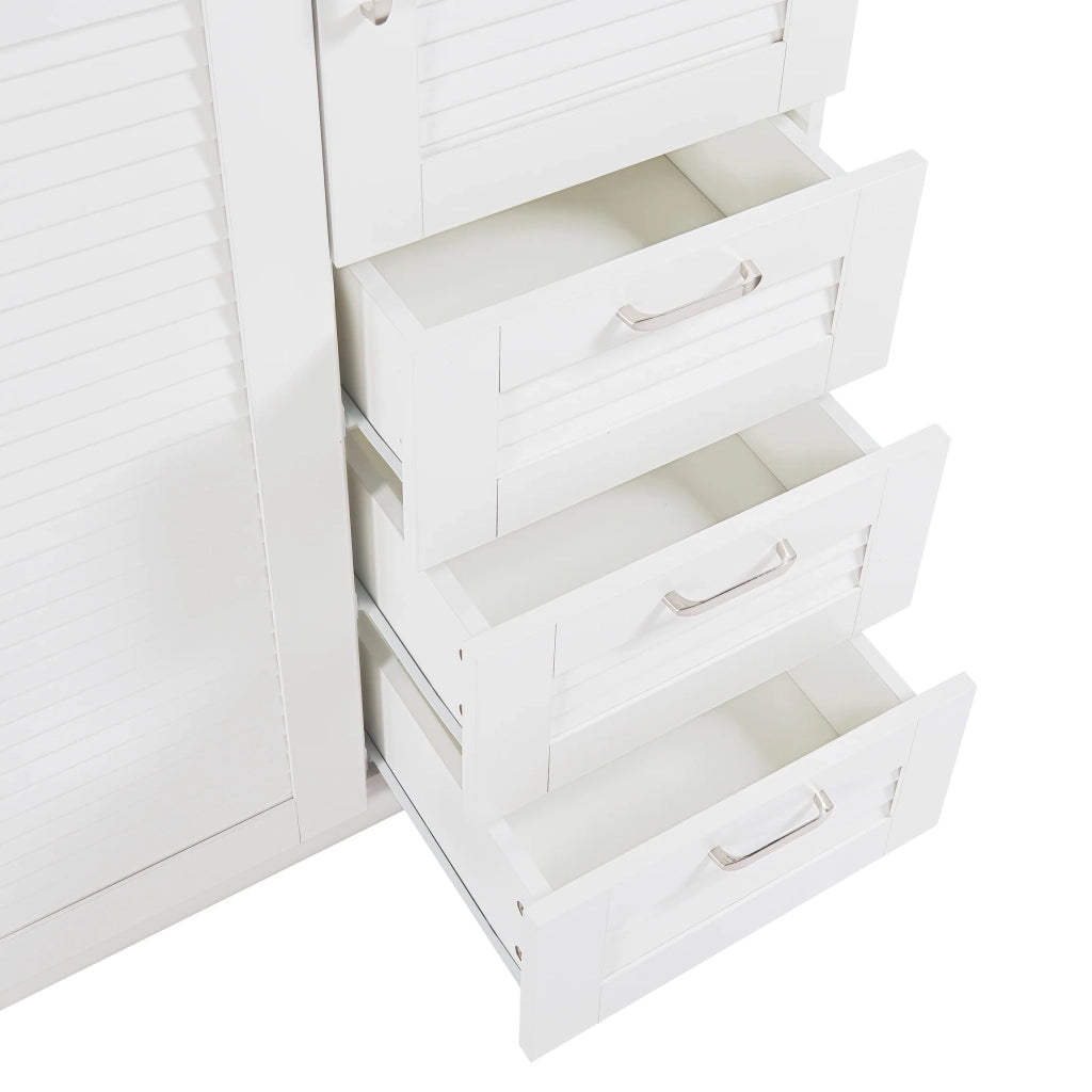 Mobile contenitore per camera da letto con 4 ripiani e 3 cassetti MDF 176 x 120 x 52 cm bianco 03_0008870