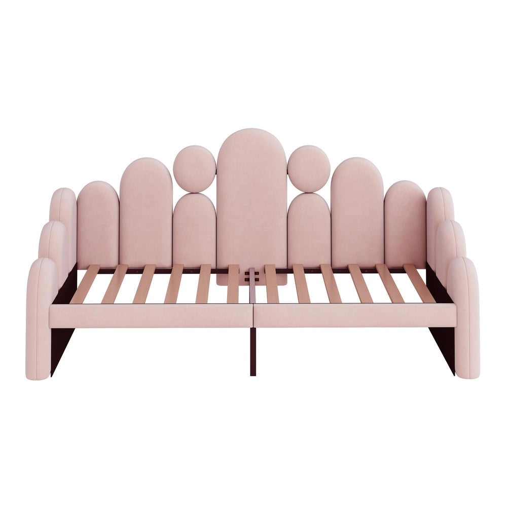 Divano Letto con Cuccia per Animali 2 in 1 ¨C Xylo ¨C Velluto Rosa, Rete a Doghe, 180x200