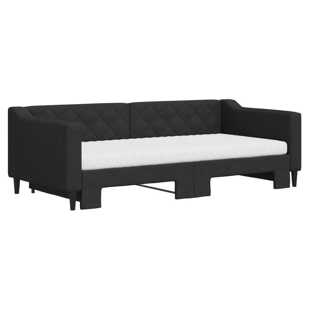 Divano Letto Estraibile con Materassi Nero 90x190 cm in Tessuto 3197456