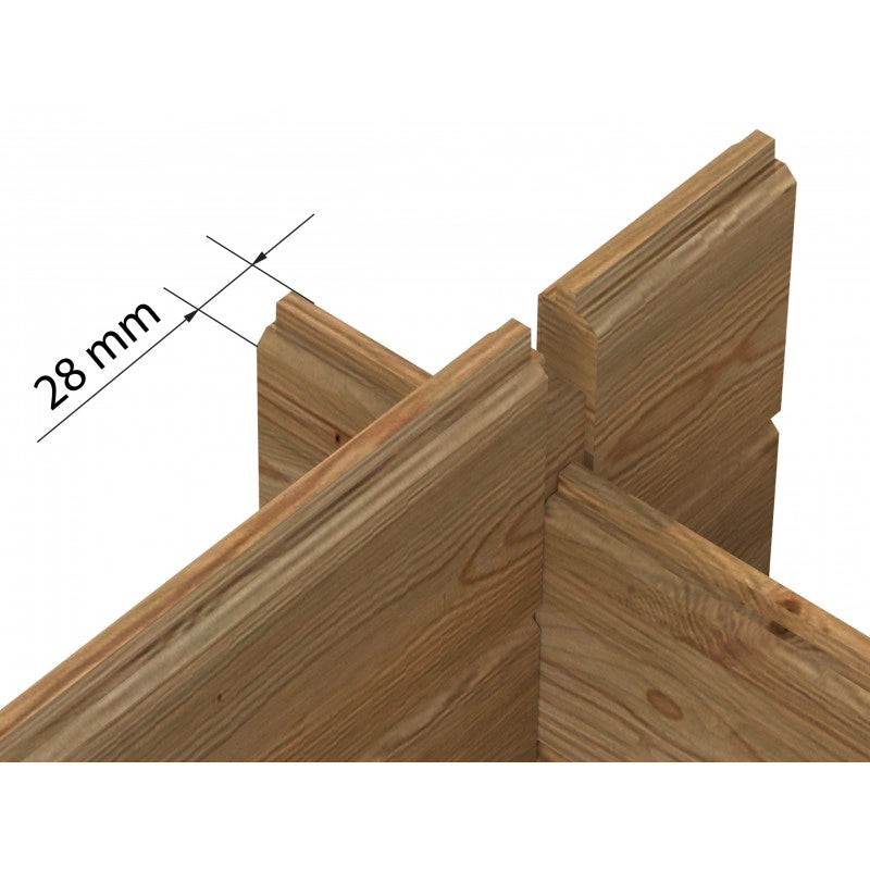 Casetta da giardino in legno 406x292 cm, pareti 28 mm impregnate autoclave, porta doppia con serratura, per attrezzi e deposito esterno - Esterni da Vivere