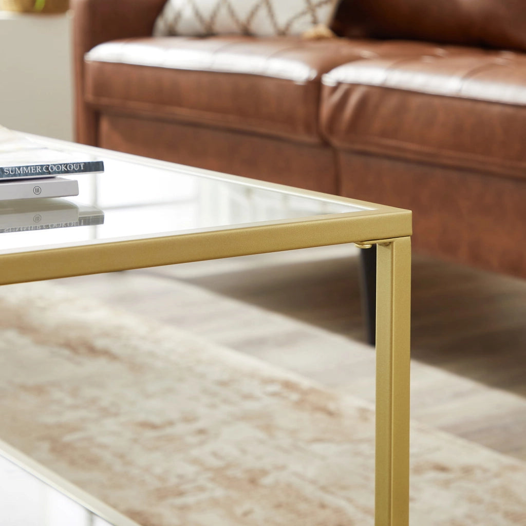 Tavolino da caffè Valora TABLE con piano in vetro dorato per soggiorno