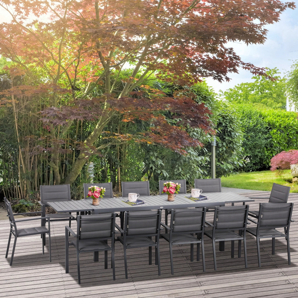 Set da giardino con tavolo allungabile e sedie ¨C zephmum ¨C grigio