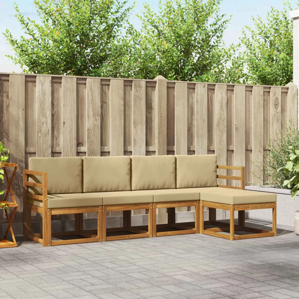 Set di divani da esterno con cuscino 5 pcs Naturale e Beige