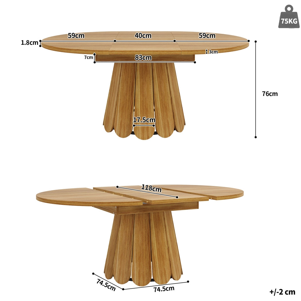 Tavolo da pranzo allungabile 118(158)x118x76.8 cm; MDF e metallo marrone