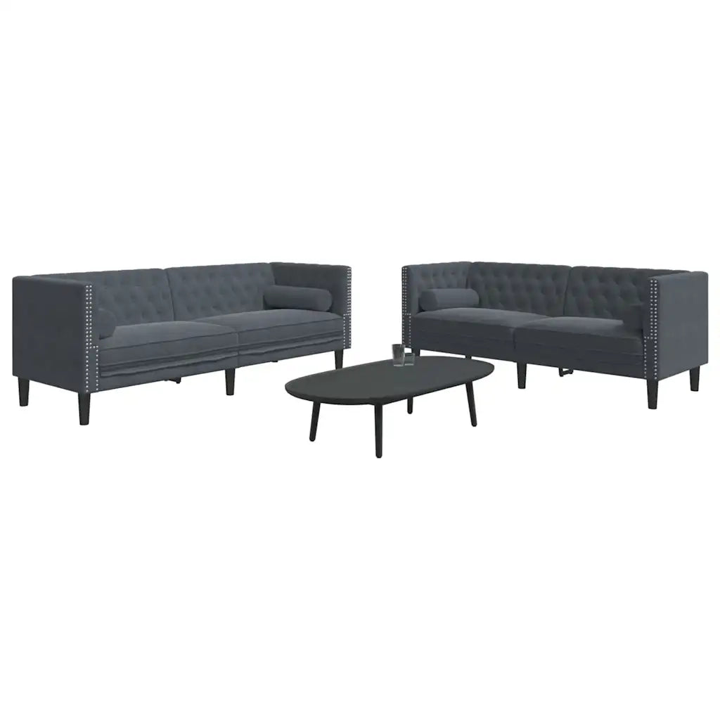Set di divani 2 pcs Grigio scuro Velluto