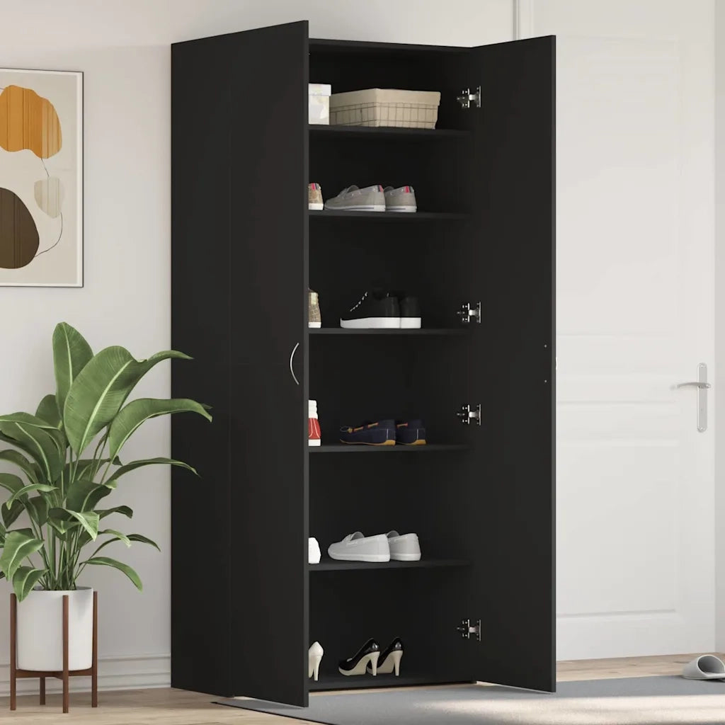 Mobile per scarpe-Scarpiera Nero 80 x 35.5 x 180 cm Legno multistrato 304582