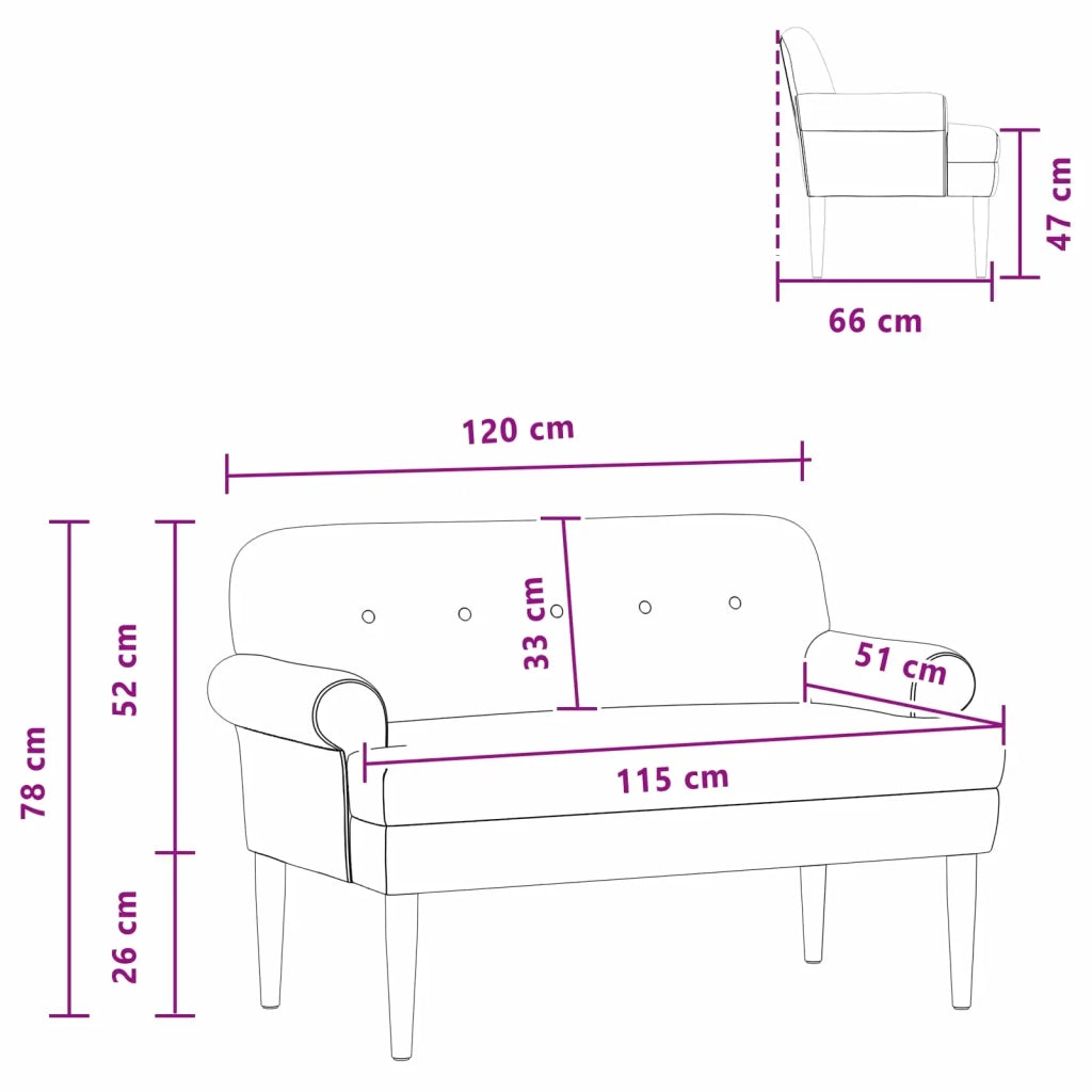 Loveseat con bottoni imbottiti Rosa 120 x 66 x 78 cm 42041832