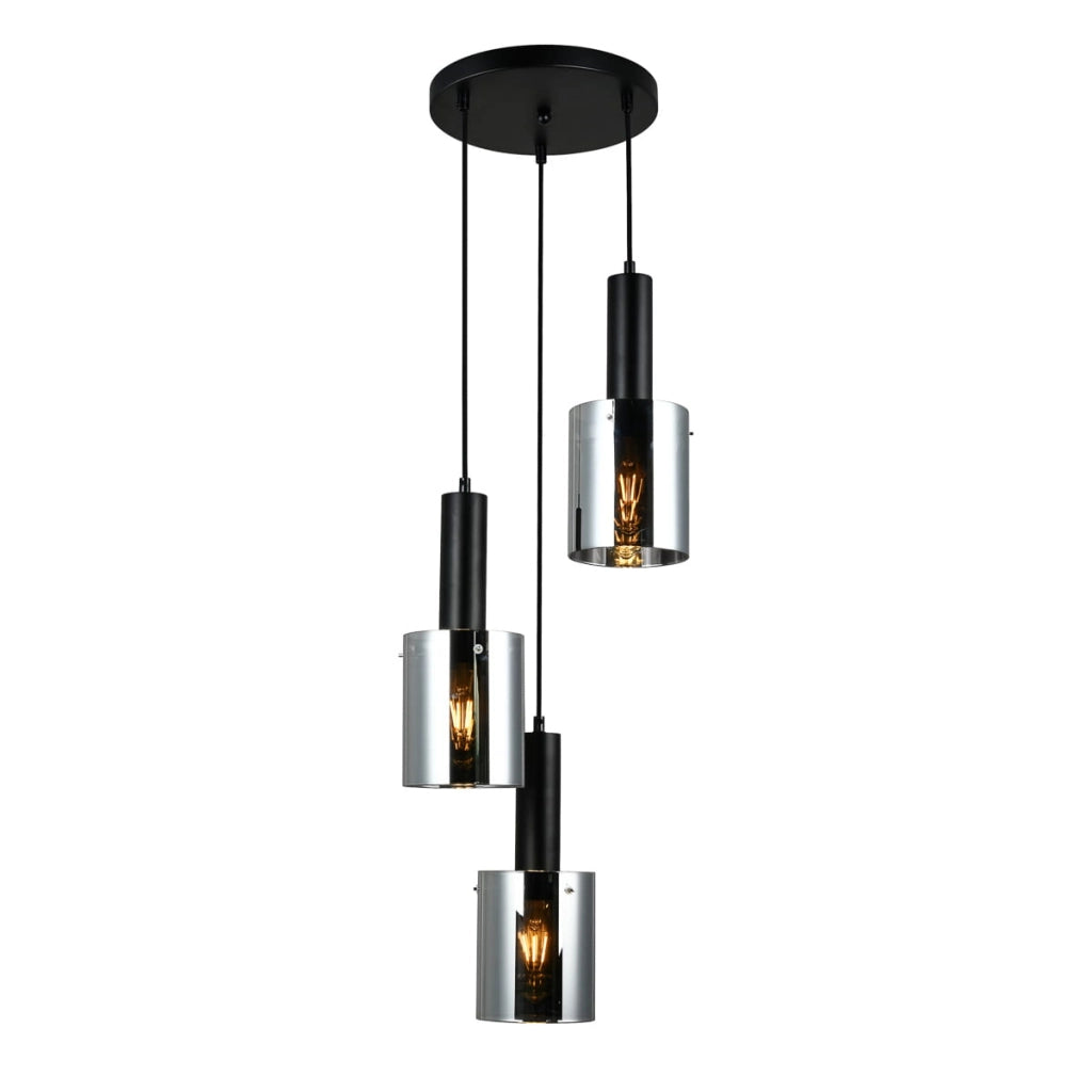 Lampadario Italux Sardo nero moderno 3 luci E27 vetro