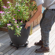 Standaard perenni con ruote - Pianta in vaso da giardino 36 cm rotonda per esterno - Supporto per piante da giardino con ruote - Per piante da interni - Regolatore di inclinazione nero