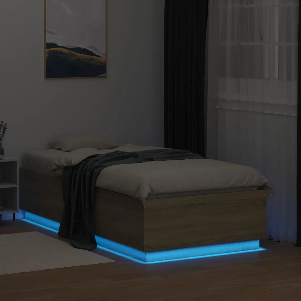 Giroletto Luci LED Rovere Sonoma 90x190 cm in Legno Multistrato