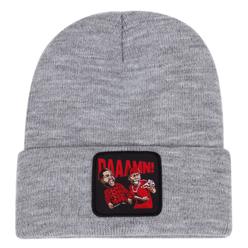 DAAAMN Cappelli lavorati a maglia ricamati, caldi cappelli invernali lavorati a maglia, grigi