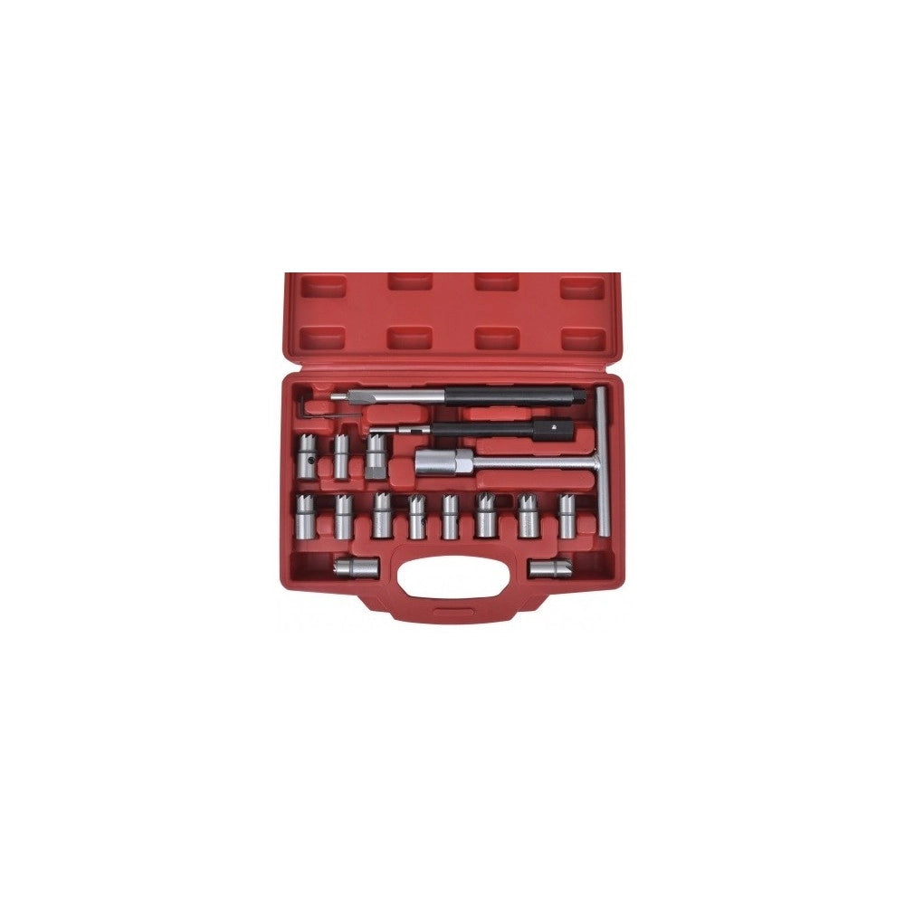 Trade Shop - Set Kit Alesatori Per La Pulizia Iniettore Iniettori Auto Motore Diesel 17 Pz -