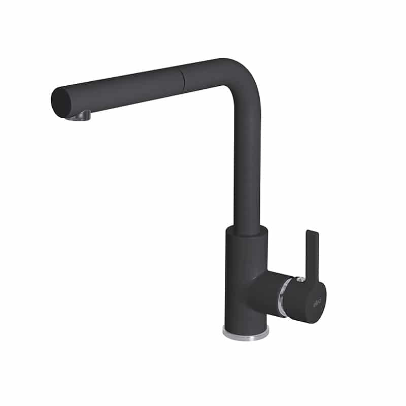 Rubinetto Miscelatore Cucina Elleci monocomando doccetta estraibile Nero full black MGKC0240