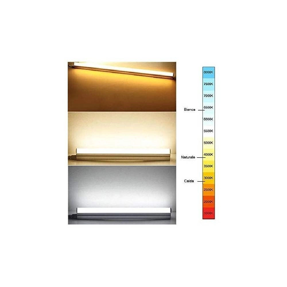 Trade Shop - Plafoniera Led Neon T5 Sottopensile Vetro Trasparente 12 Watt 60 Cm - -bianco Freddo      -