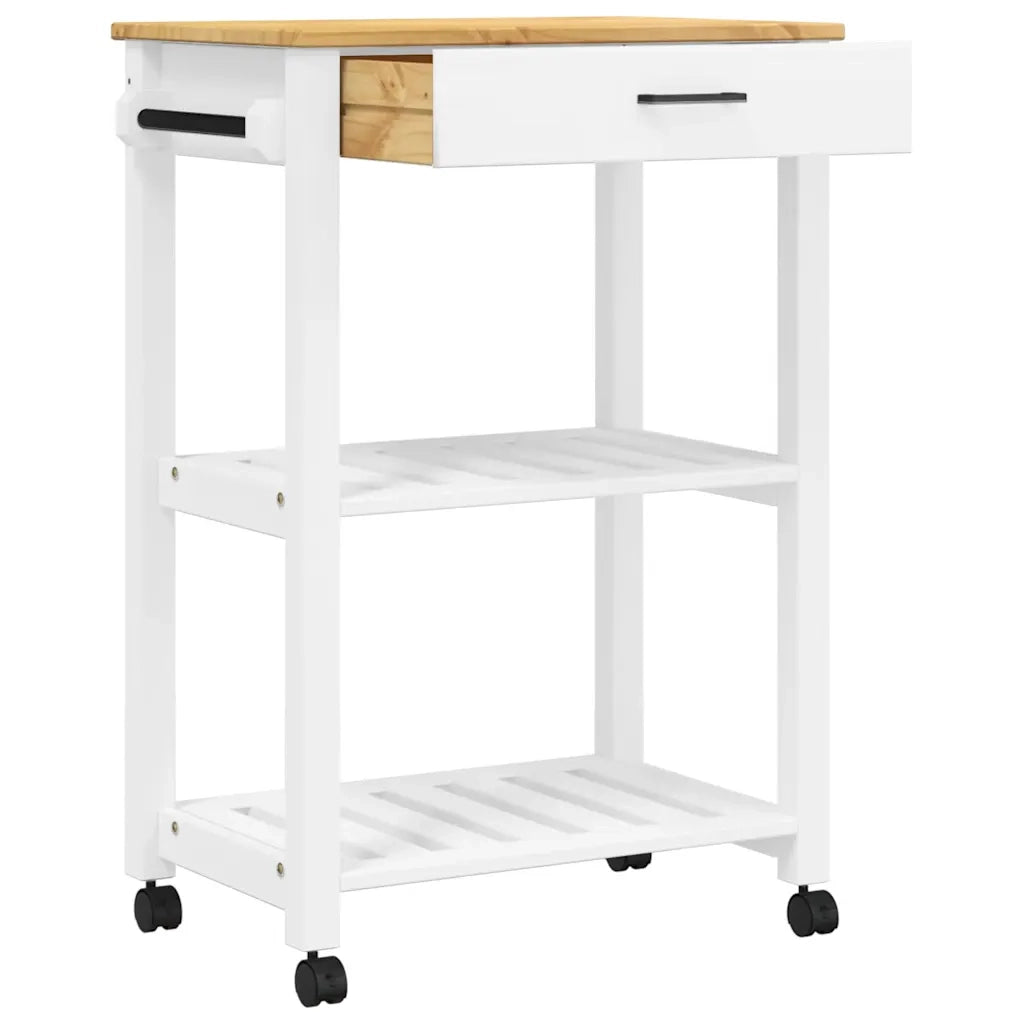 Carrello da Cucina MONZA 60x40x90 cm in Legno Massello di Pino