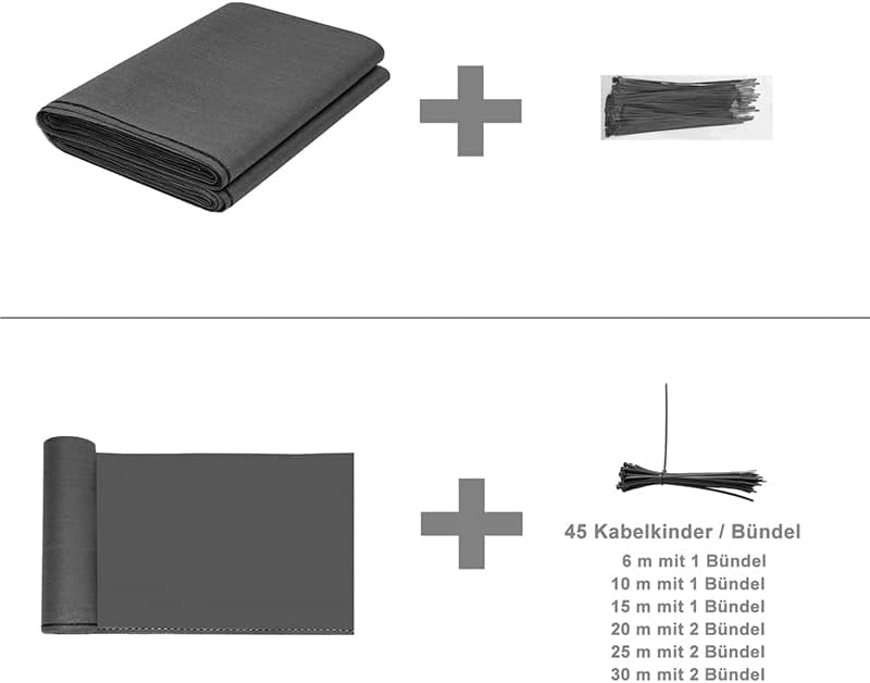 Rete Ombreggiante per Balcone 2x15 m in Tessuto HDPE da 150 g/m², Telo Frangivista Frangivento Stabilizzato ai Raggi UV per Recinzione, Giardino, Ringhiera, Fascette Incluse, Antracite