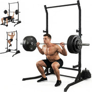 Power Cage Squat Rack - Rack di potenza multifunzionale per asta di casa, palestra, gancio a J regolabile e barre di sicurezza per trazioni con bilanciere