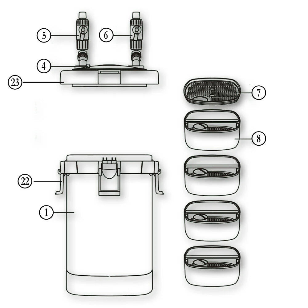 Pompa filtro per acquario biologico da esterno 1000 litri all'ora pompa a 4 stadi materiale pompa 16_0001743