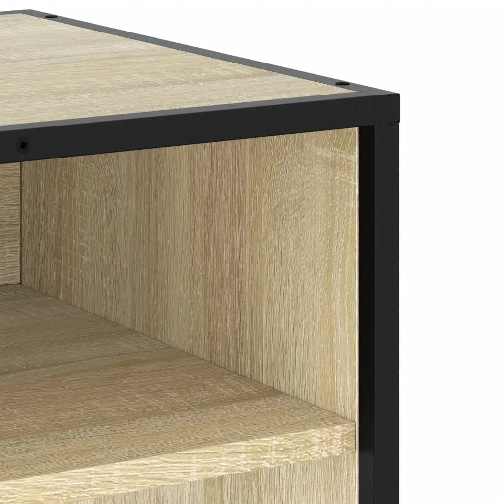 Mobile TV multimediale mensola TV credenza mobile TV sala da pranzo soggiorno camera da letto rovere Sonoma 91 x 40 x 46 cm legno ingegnerizzato e metallo marrone 02_0027557