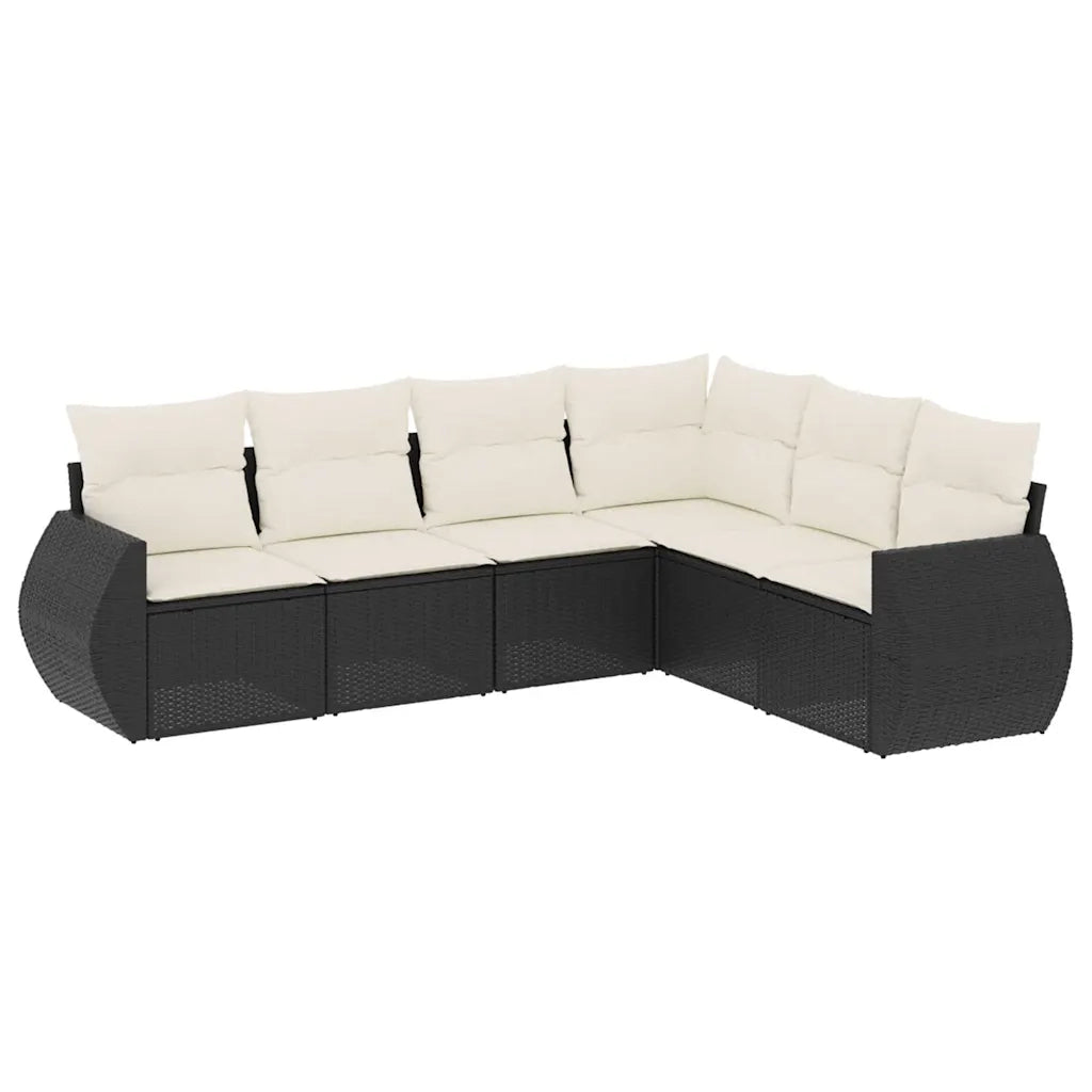 Set Divano da Giardino 6 pz con Cuscini Nero in Polyrattan 3253743