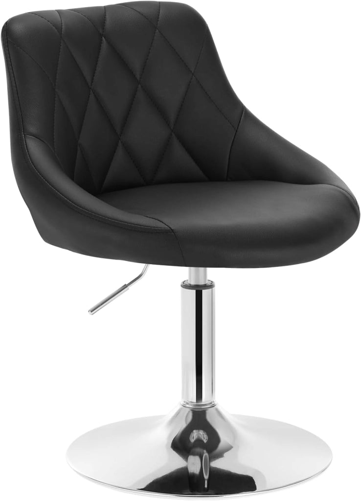 Casa Sedia Alta per Cucina con Schienale in PU, senza Poggiapiedi, l'altezza può essere regolata tra 42-58 cm, Nero, BH241sz-1