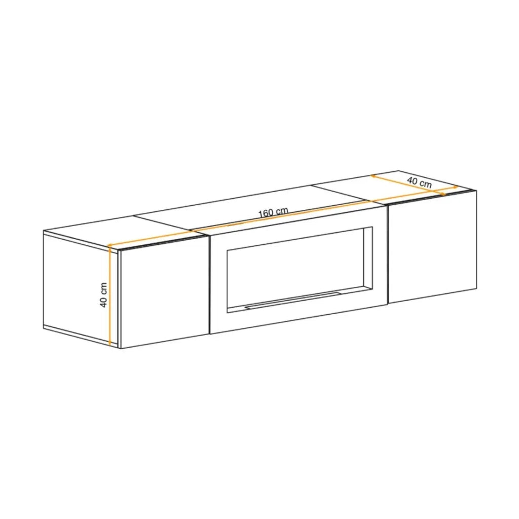 Mobile TV FLY – 2 porte + caminetto bioetanolo integrato – Rovere chiaro