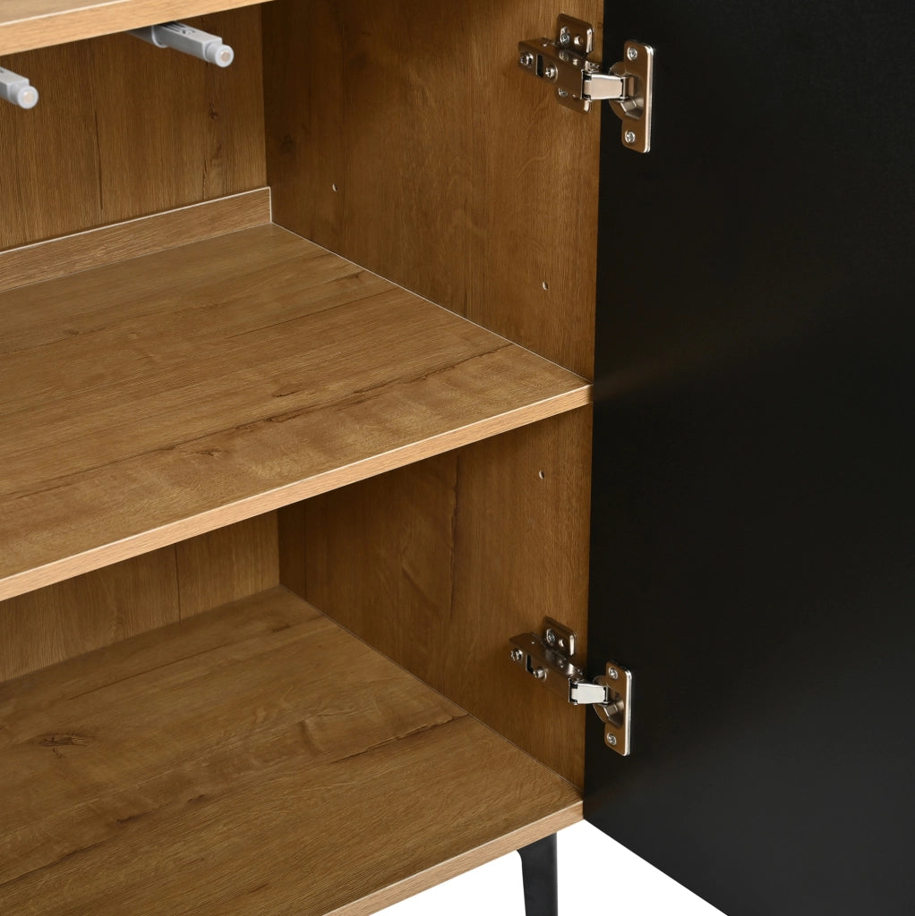 Sideboard con 4 ante e 3 cassetti in legno e metallo 160x40x80 cm