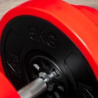 Set Manubri Palestra con Pesi da 40kg rivestiti in Gomma, in Metallo e Sabbia di Ferro, 45x26x26 cm, Rossa