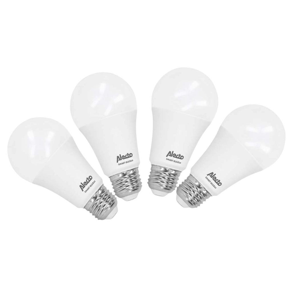 Set 4 Lampadine LED Smart E27 RGB Multicolore Dimmerabili Wi-Fi Bianco Alecto