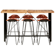 Set da Bar 7 pz in Legno Massello e Vera Pelle 278766