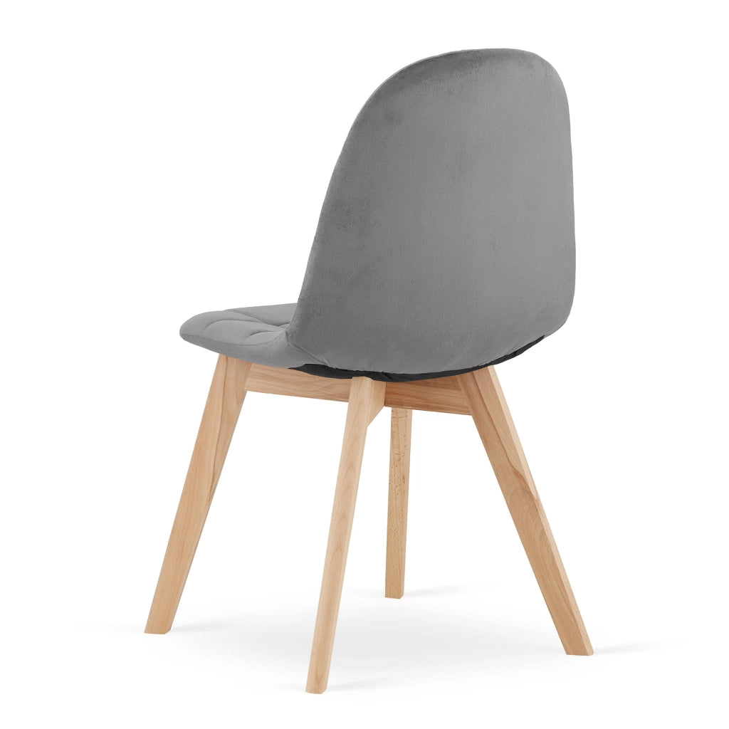 Sedia Valora NUUC in velluto grigio scuro, design ergonomico x3