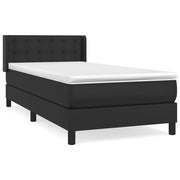 Letto singolo | Letto per adulti | Giroletto a Molle con Materasso Nero 90x190 cm in Similpelle