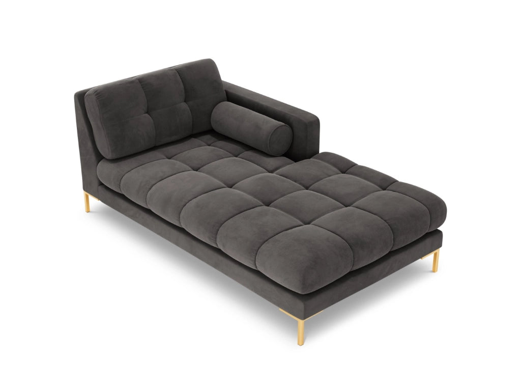 Cosmopolitan Design - Chaise longue destra "Bali" in velluto grigio scuro 