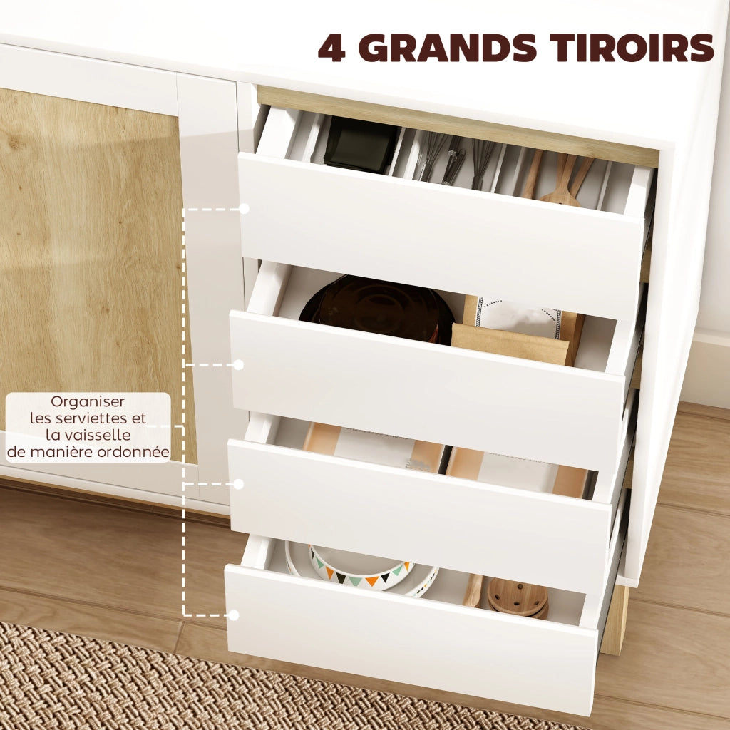 Cassettiera con ante ¨C Minimal ¨C bianco e quercia 120x40x86