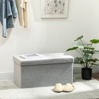 Panca Contenitore Imbottita con Coperchio, 76x38x38 cm, Grigio Chiaro