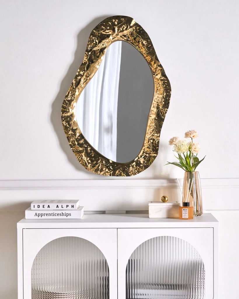 Specchio da parete Elemento decorativo da parete Glam Tradizionale industriale Telaio in acciaio inossidabile Vetro Oro