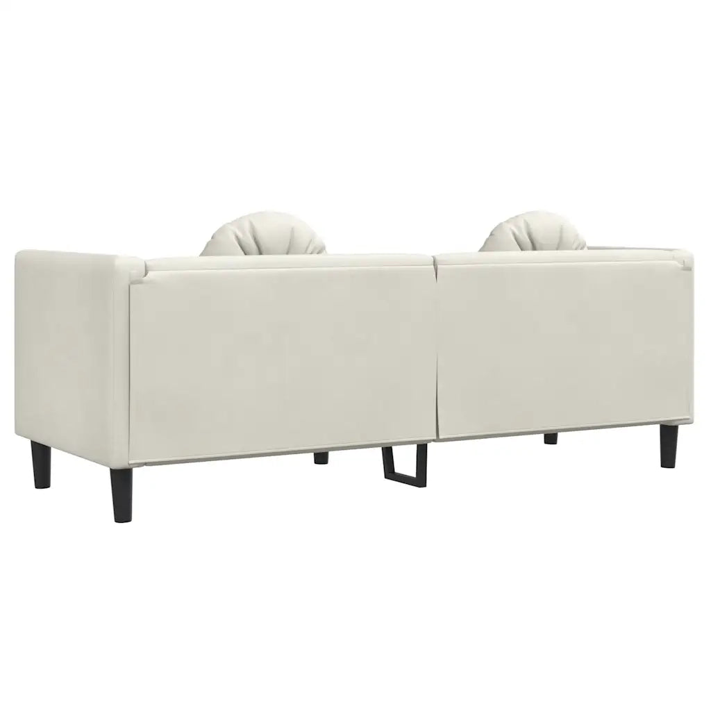 Divano | Divano da soggiorno | Sofa a 3 Posti con Cuscini Crema in Velluto