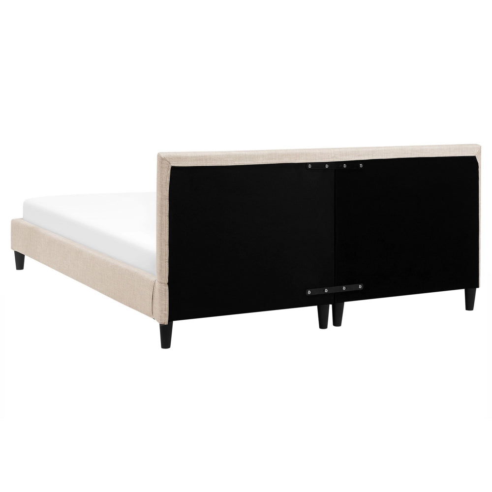 Letto 160 x 200 cm Tessuto a doghe in tessuto beige contemporaneo