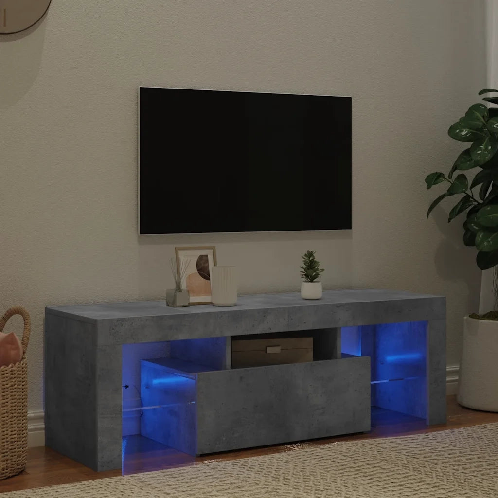 Mobile TV | Armadietto TV | Mobile Porta TV con Luci LED Grigio Cemento 120x35x40 cm