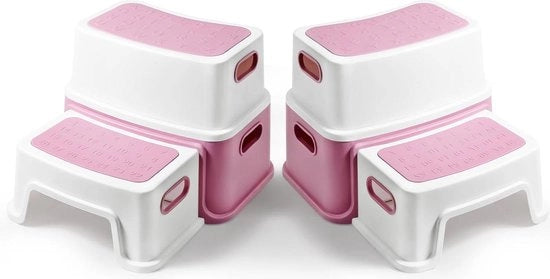 Scaffale per bambini 2 gradini - anti-scivolo e anti-scivolare - rosa - da 1 anno in su - set da 2 - set di toilette per bambini
