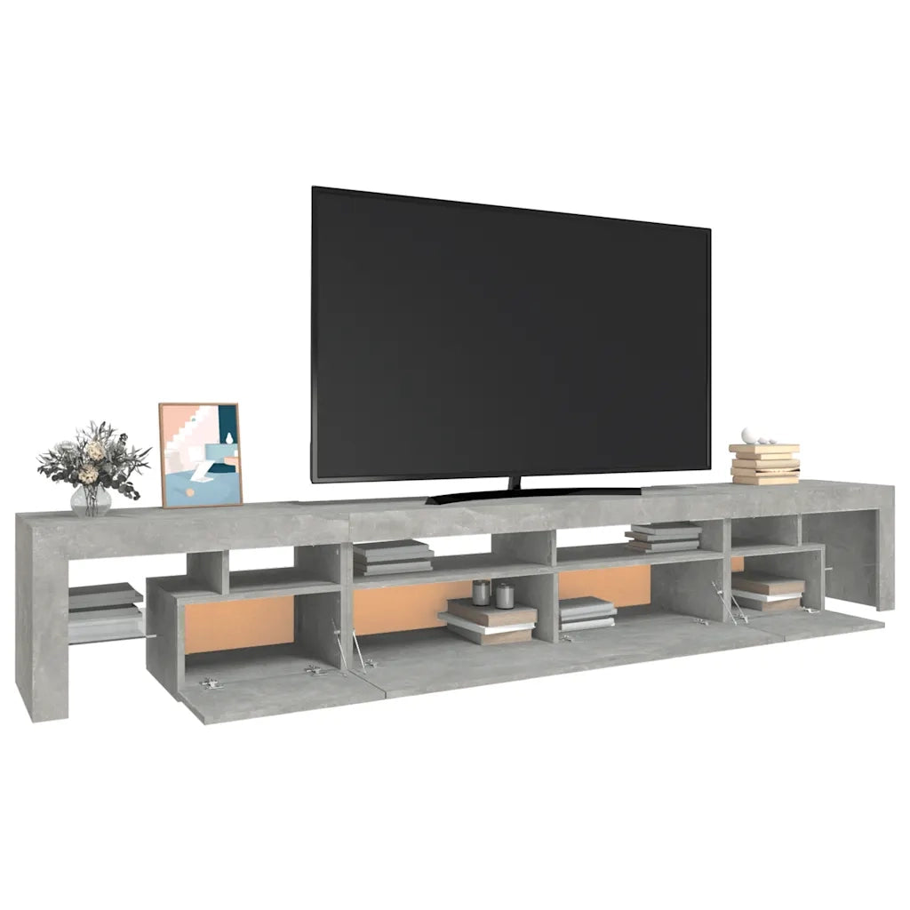 Mobile Porta TV con Luci LED-Credenza TV Grigio Cemento 260x36,5x40 cm