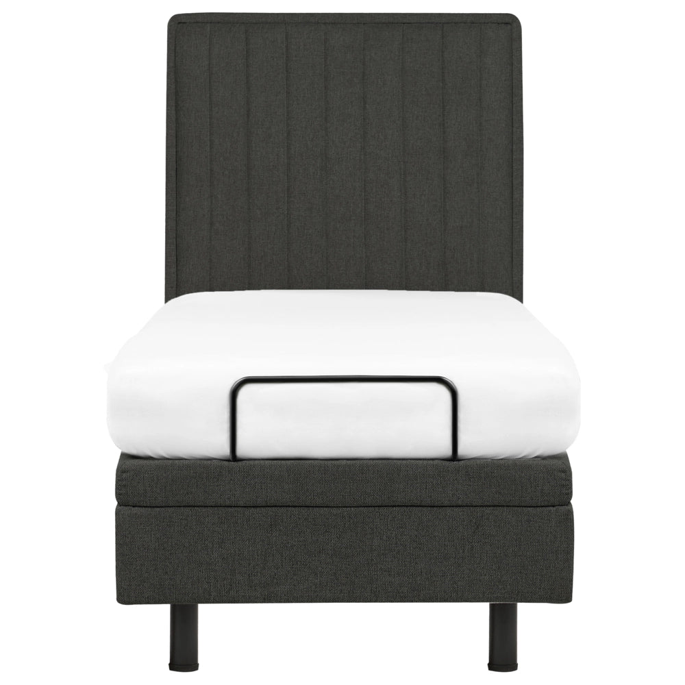 Letto singolo tessuto grigio scuro regolabile elettronicamente con telecomando con testiera 80x200 cm stile moderno