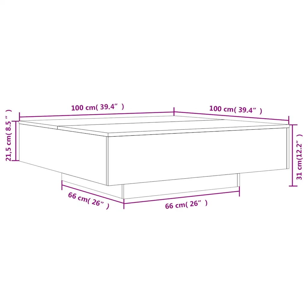 Tavolino Salotto Grigio Cemento 100x100x31 cm Legno Multistrato