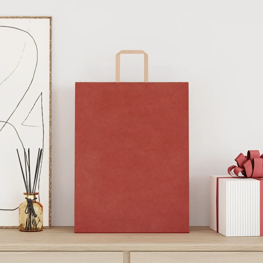 Sacchetti di Carta 250 pz con Manici Rossi 32x12x42 cm 4101984