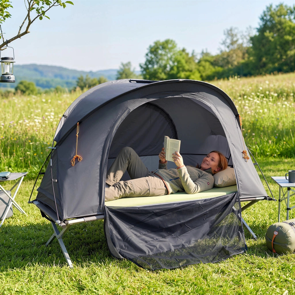 Letto da campeggio 3 in 1 con tenda e materasso ¨C zephmum ¨C singolo